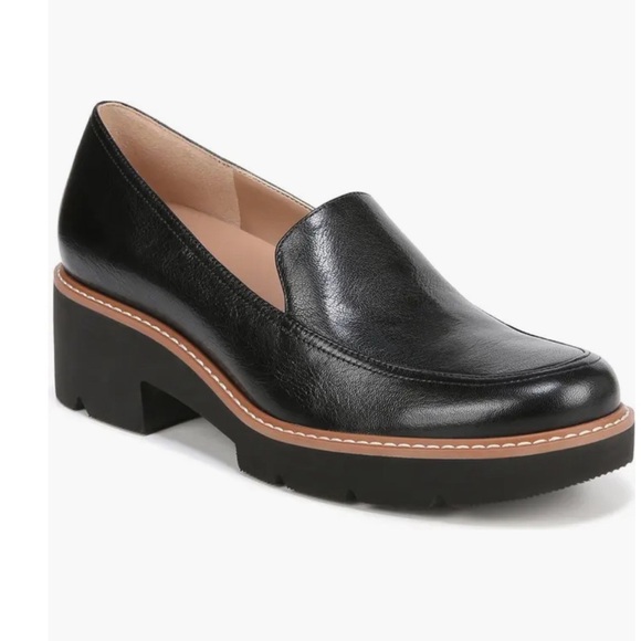 NATURALIZER $130 Dreamer Platform Black Rubber Block Heel Loafer Size 9.5W New - Picture 2 of 8